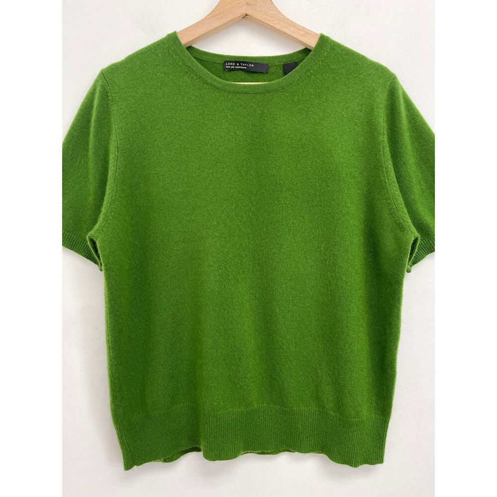 Lord & Taylor 100% Cashmere 2-Ply Crew Neck Short-Sleeve Classic Chic Sweater XL - Picture 3 of 8
